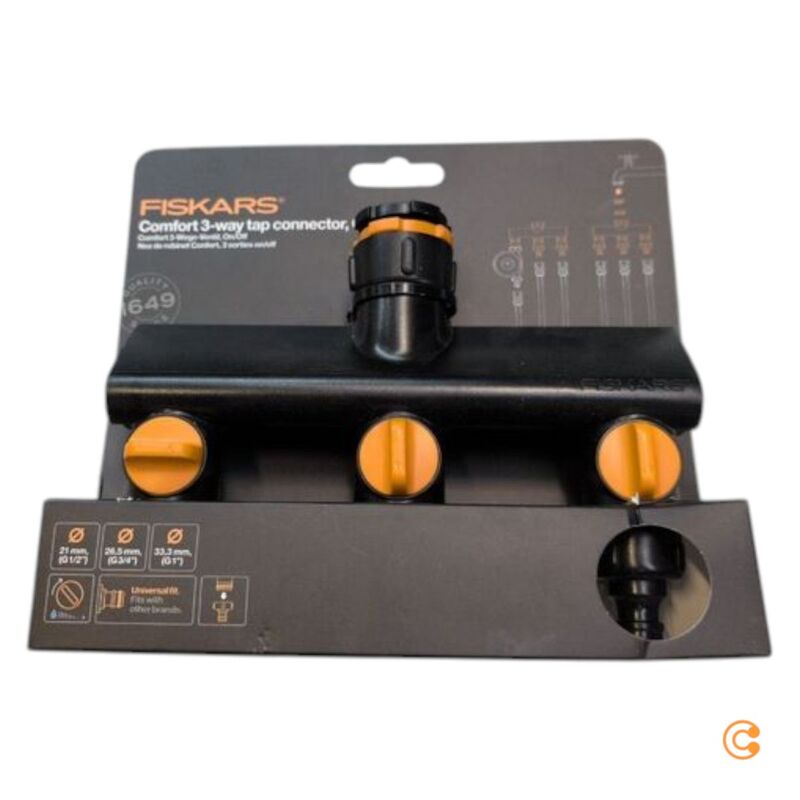 Fiskars Verteiler Ventil Hahnverbinder 3 Wege On Off Comfort Bewässerung - 6411501512697