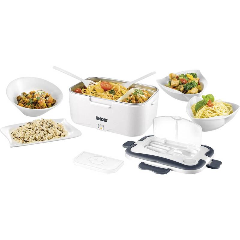 Unold Elektrische Lunchbox 1,5l Edelstahlbehälter grau weiß für unterwegs 35W - 4011689588501