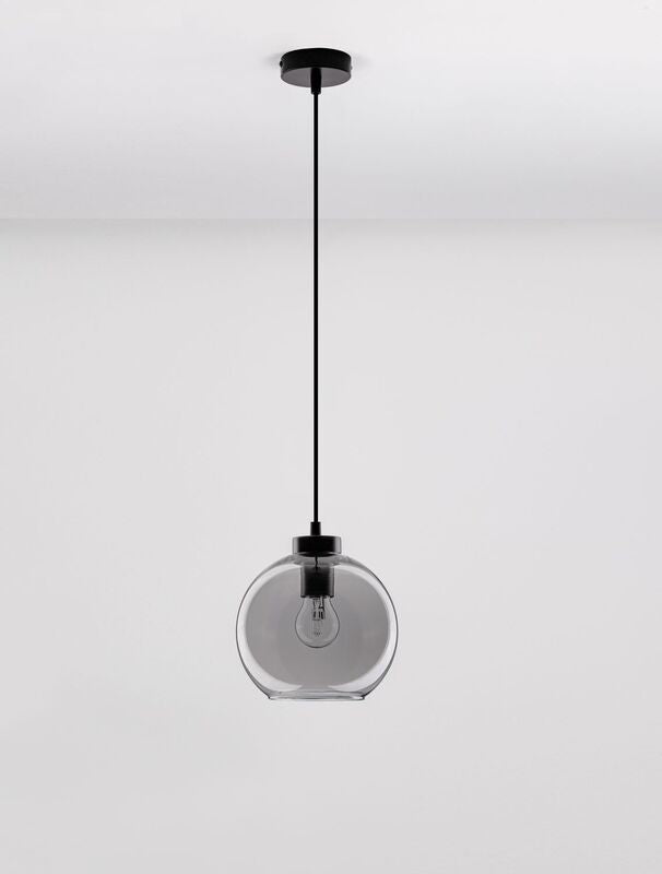 Nova Luce Pendelleuchte Hängeleuchte PALMER E27 LED Schwarz dimmbar Glas Ø 20cm - 5212017430946