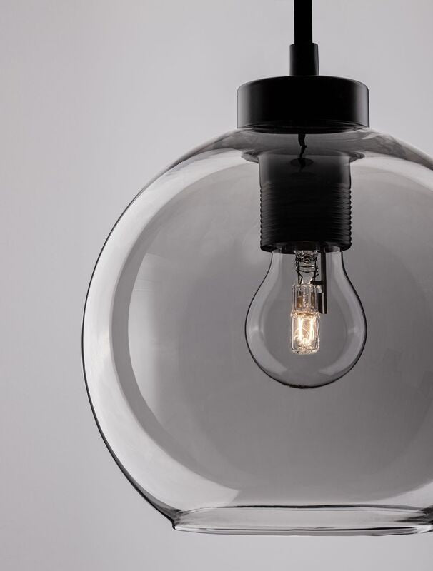 Nova Luce Pendelleuchte Hängeleuchte PALMER E27 LED Schwarz dimmbar Glas Ø 20cm - 5212017430946
