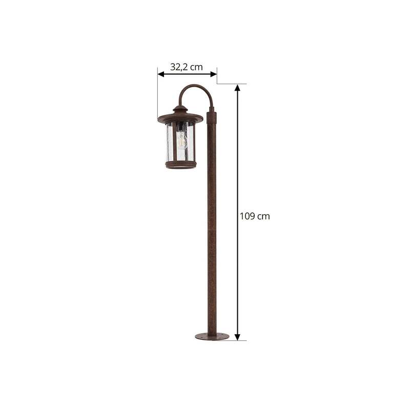 Lindby Wegeleuchte Gartenlampe Zayn rost Glas Außenleuchte IP65 Höhe 109 cm - 4251911798999