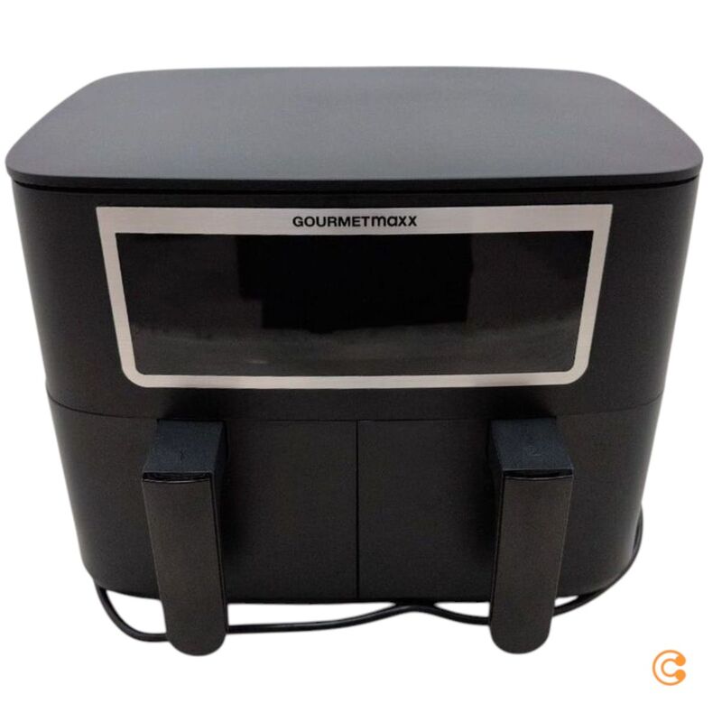 GourmetMaxx Heißluft-Fritteuse Doppelkorb 8l 2600W Fritteuse schwarz Edelstahl - 4067522073895