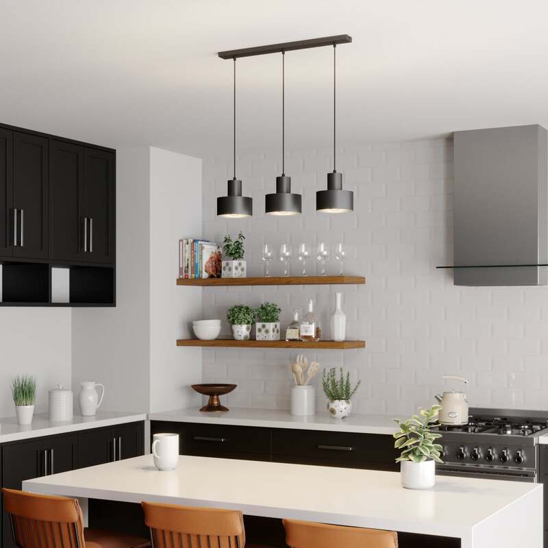 Hängeleuchte Rif Pendelleuchte dimmbar 3-flammig E27 schwarz 67x15 cm Made in EU - 5902335264001