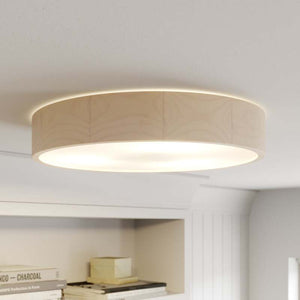 B-Ware Envostar Deckenlampe Leuchte Kerio LED dimmbar Holz Glas weiß Ø47cm 8cm hoch