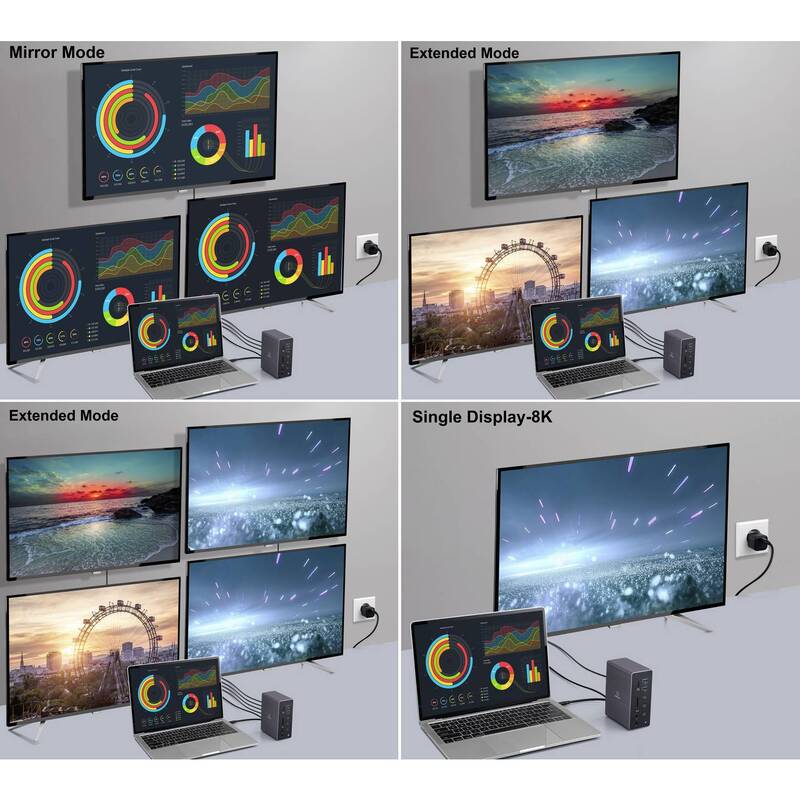 Renkforce USB-C Dockingstation RF-DKS-910 3x HDMI Grau Ladefunktion 7680x4320px - 4064161408859