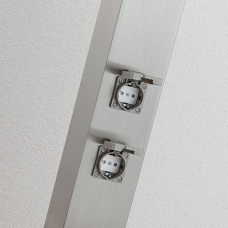 Lindby Pollerleuchte Gartenleuchte Caspa LED mit 2 Steckdosen Edelstahl 70cm - 4251096549546