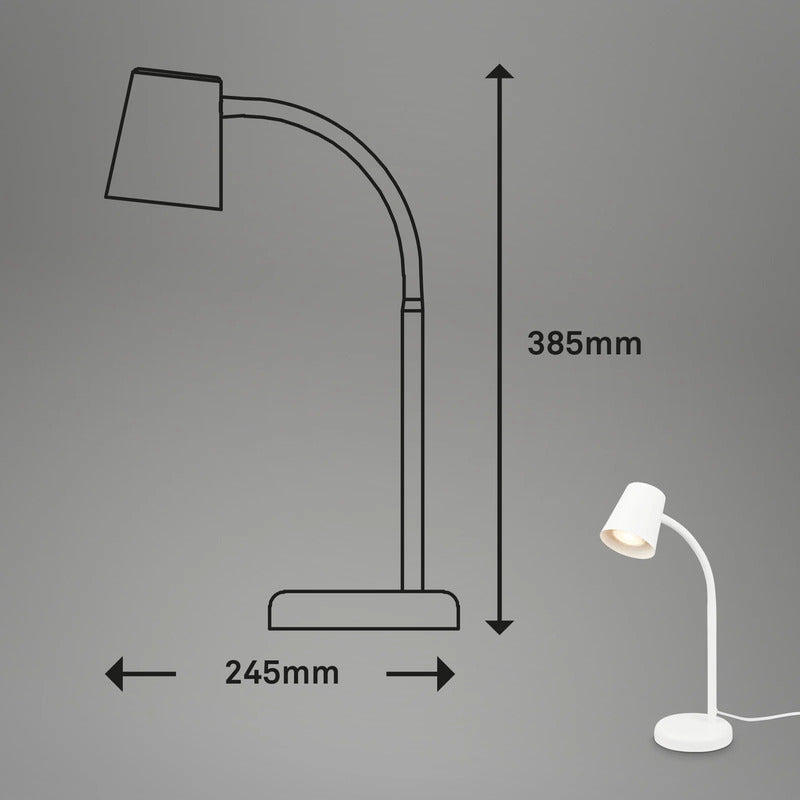 Briloner Tischleuchte Skriva LED Lampe Leuchte Metall weiß 38,5cm Höhe 24,5cm - 4002707444718