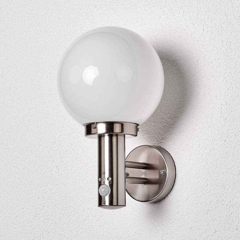 Lindby Außenwandleuchte Nada Edelstahl Gartenlampe Bewegungsmelder IP44 E27 LED - 4251096510867