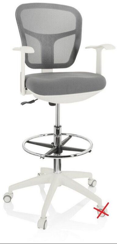 hjh OFFICE Arbeitsstuhl Counterstuhl TOP WORK 108 W Netzstoff grau - 4064323020264