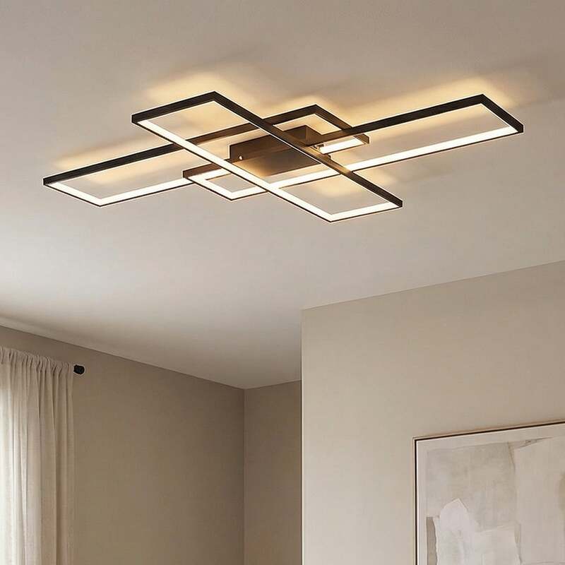 Lindby Deckenleuchte Tetson LED Lampe dimmbar schwarz 3200 Lumen 99x68cm Licht - 4251096587784