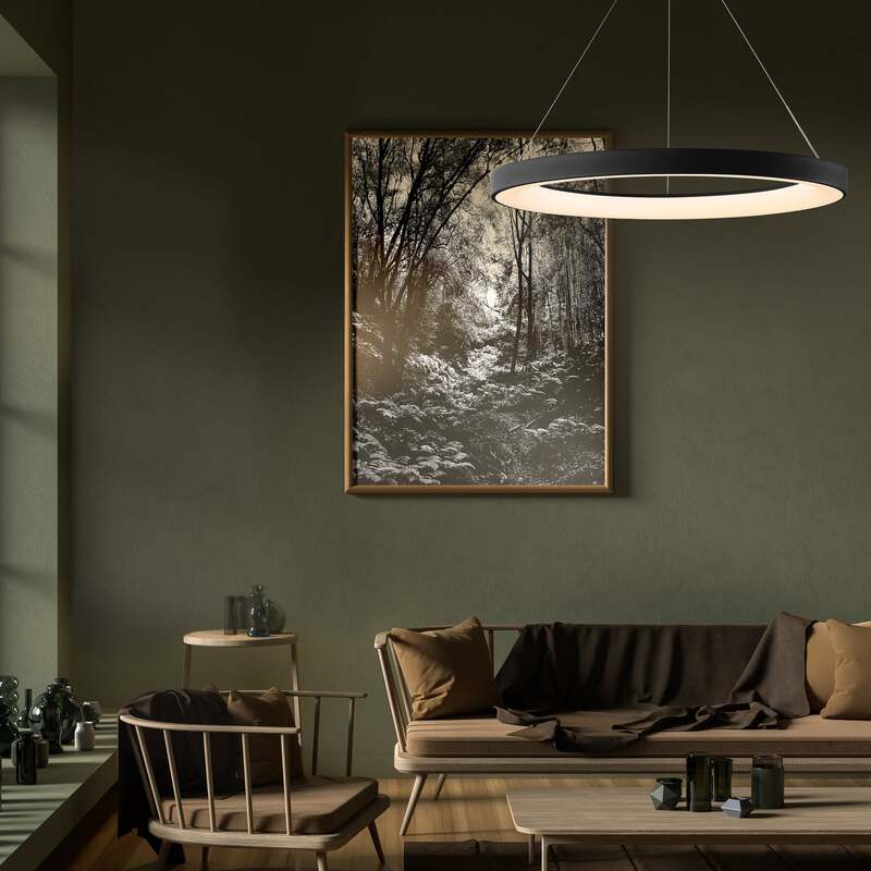 LED-Hängeleuchte Niseko II schwarz 50 cm dimmbar mit Fernbedienung Mantra - 8435153285721