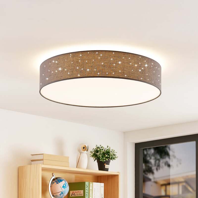 Lindby Deckenlampe Ellamina LED Lampe dimmbar anthrazit Ø60cm mit Fernbedienung - 4251096586602
