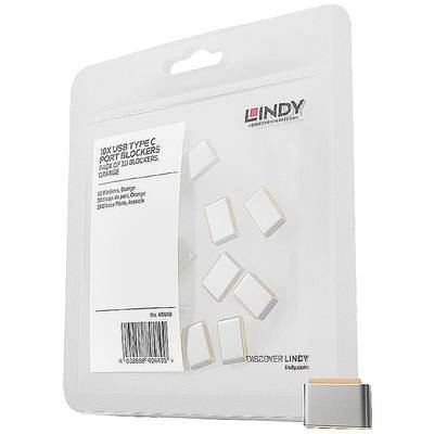 LINDY USB-C Port Schloss ohne Schlüssel 10er Set orange für Datensicherheit - 4002888404402