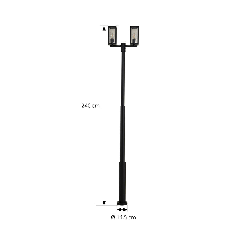 Lucande Außenlampe Standlampe Laterne Siveta, 240cm, 2-flg., schwarz, E27, I775 - 4251911777505