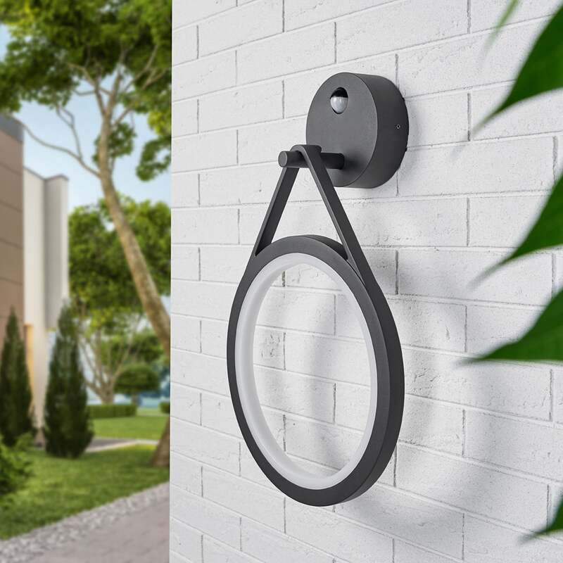 Lucande Außenwandleuchte LED Mirco mit Bewegungsmelder graphit 30x48,3cm IP54 - 4251096548570