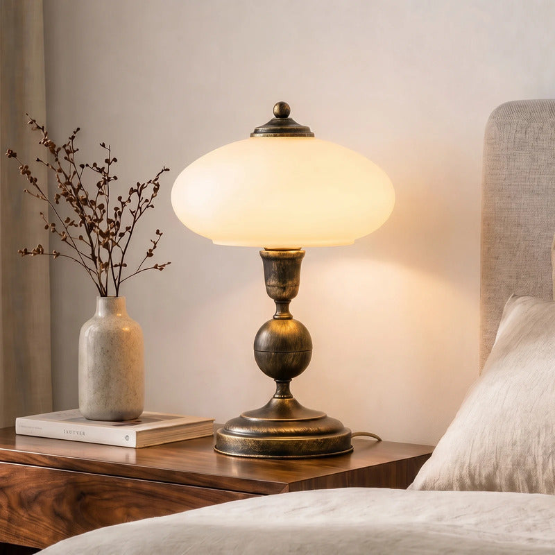Tischleuchte Bolero LED Lampe Tischlampe creme Stahl Glas E14 32cm Höhe 24cm Ø - 5905962021184