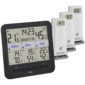 B-Ware TFA Funk-Thermo-Hygrometer KLIMA@HOME 2 mit 3 Sensoren digital schwarz
