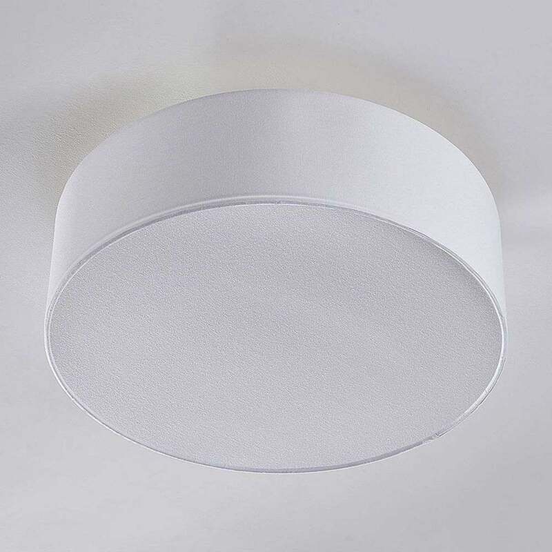 Lindby Deckenleuchte Lampe Sebatin LED Leuchte dimmbar weiß Ø40cm Stoff nickel - 4251096503111