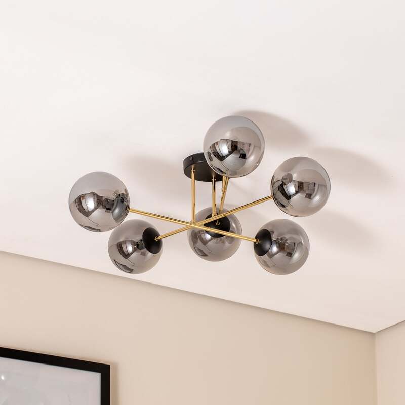 Deckenleuchte Lampe Euluna Glassy Deckenlampe rauchgrau transparent gold Glas - 4251911783728