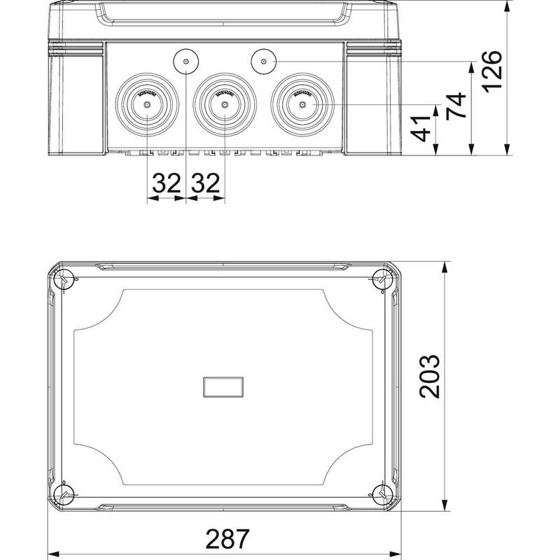 OBO Bettermann Abzweigdose IP67 grau 286x202mm Kabeldurchführung 1 Stück - 4012196580538
