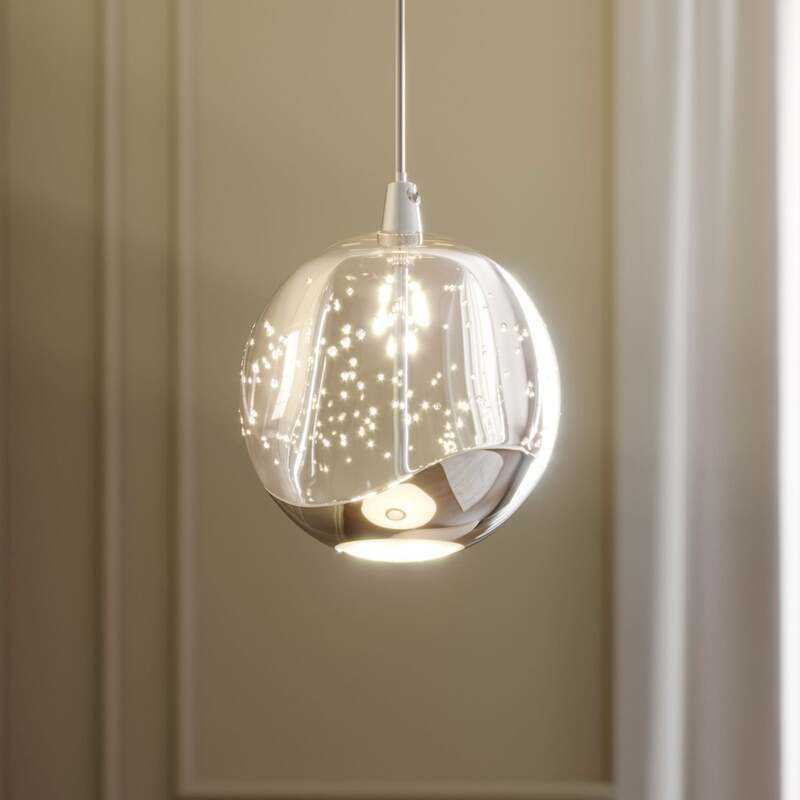 Lucande Pendelleuchte Hängeleuchte Hayley LED Lampe Leuchte chromfarben Ø 9 cm - 4251096562422