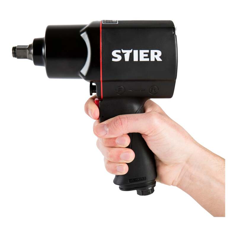 STIER Druckluft-Schlagschrauber 1/2" 1750 Nm 8-teiliges Set schwarz kompakt - 4260438995637