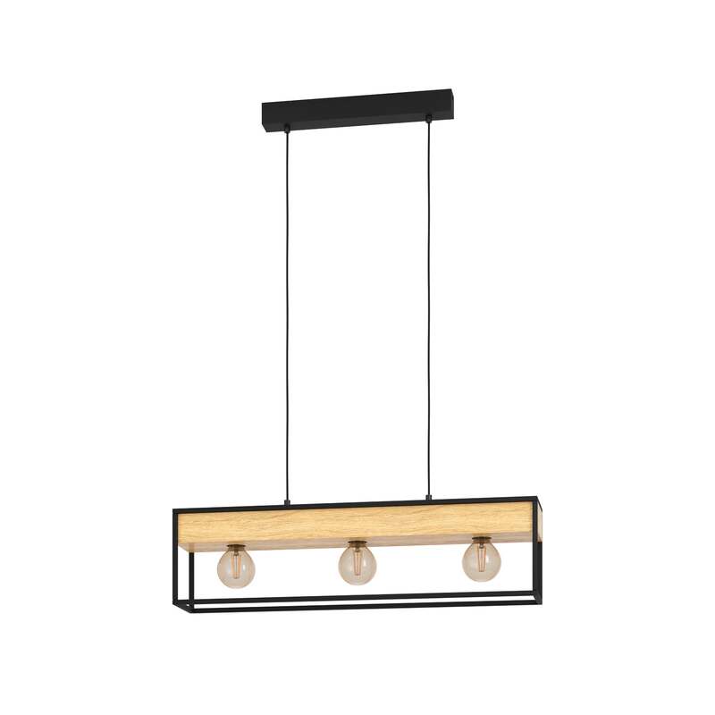 Eglo Hängelampe Hängeleuchte Libertad 1 LED Pendelleuchte dimmbar schwarz/holz - 9008606243501