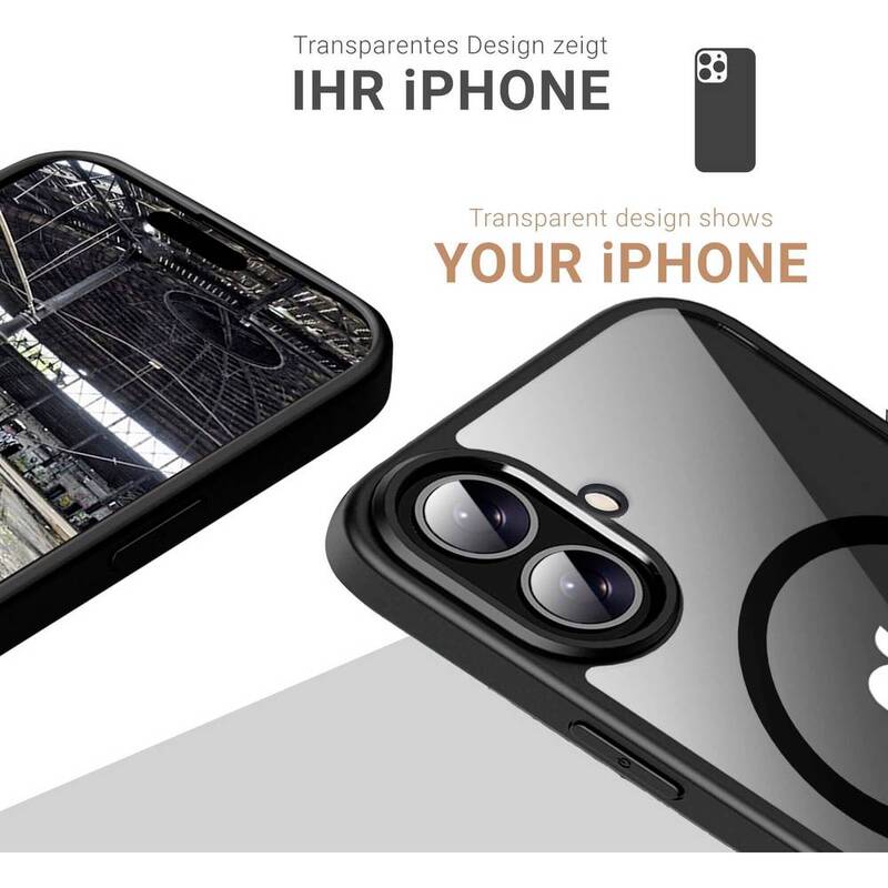 JT Berlin Backcover Hülle Case Apple iPhone 16 Plus Schwarz Transparent MagSafe - 4262386610990