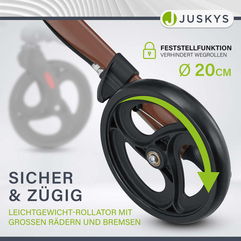 Aluminium Rollator Vital klappbar Gehhilfe mit Sitz und Tasche für Alltag braun - 4260565522713