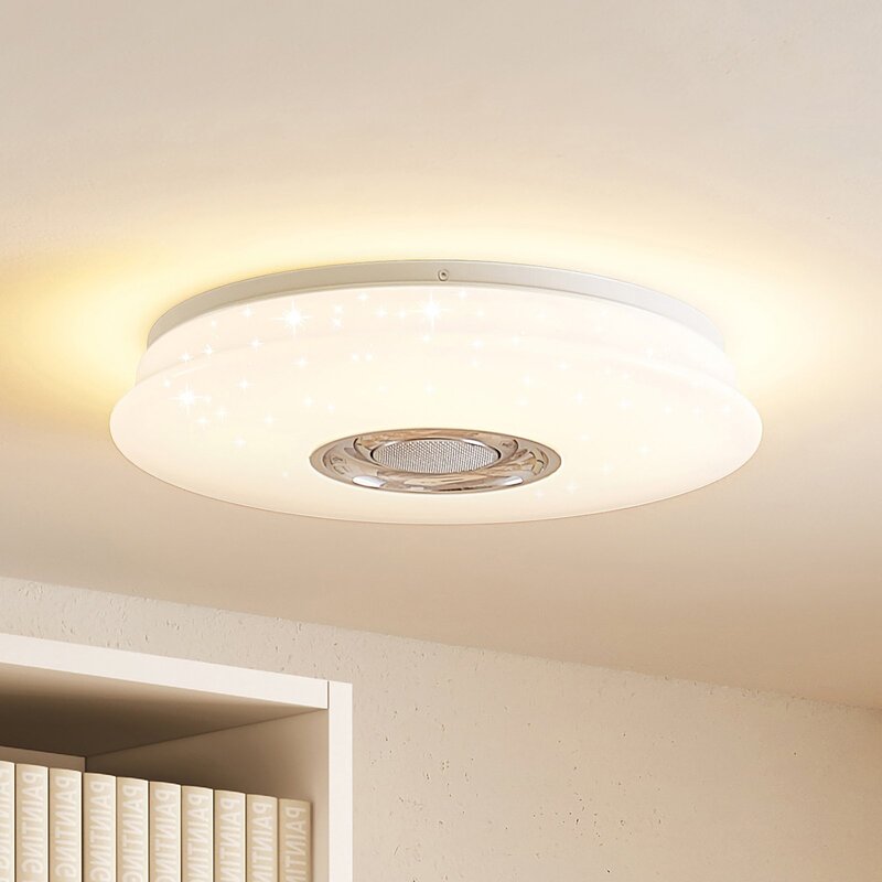Lindby Deckenleuchte Deckenlampe LED Lampe Speaker opalweiß Fernbedienung RGB600 - 4251096593556