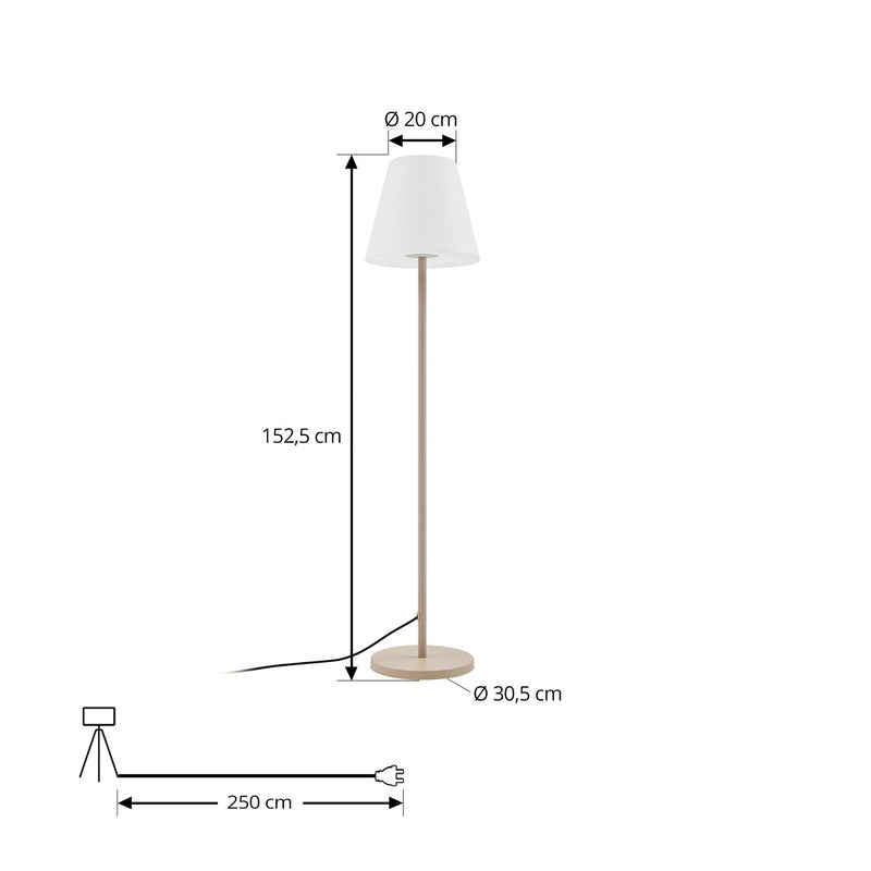 Lucande Terrassenleuchte Jaimy beige 152,5 cm E27 IP44 mit Schalter - 10036266