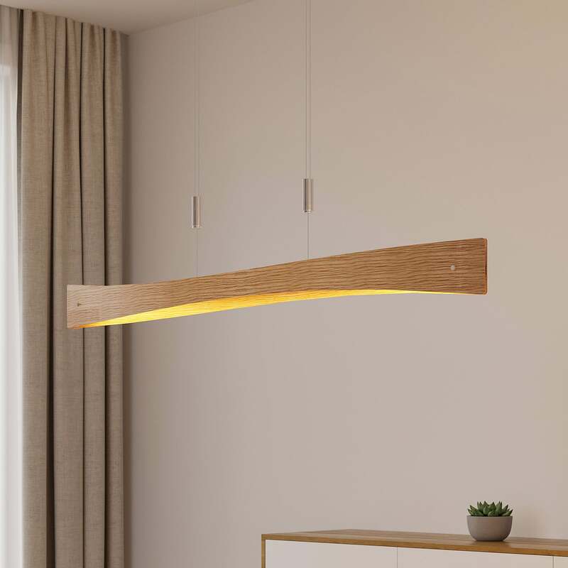 Lindby Hängeleuchte Pendelleuchte Beazina LED Lampe dimmbar Eiche Metall 118cm - 4251096597486