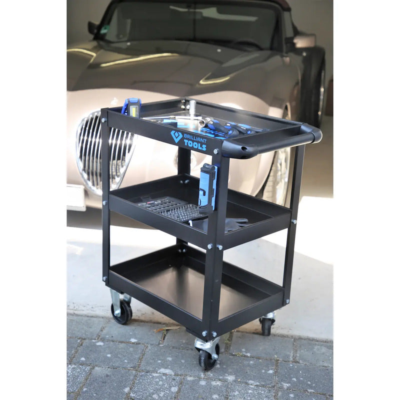 Brilliant Tools Servicewagen BT150900 Werkstattwagen mit 3 Ablagen und Rollen - 4042146769942
