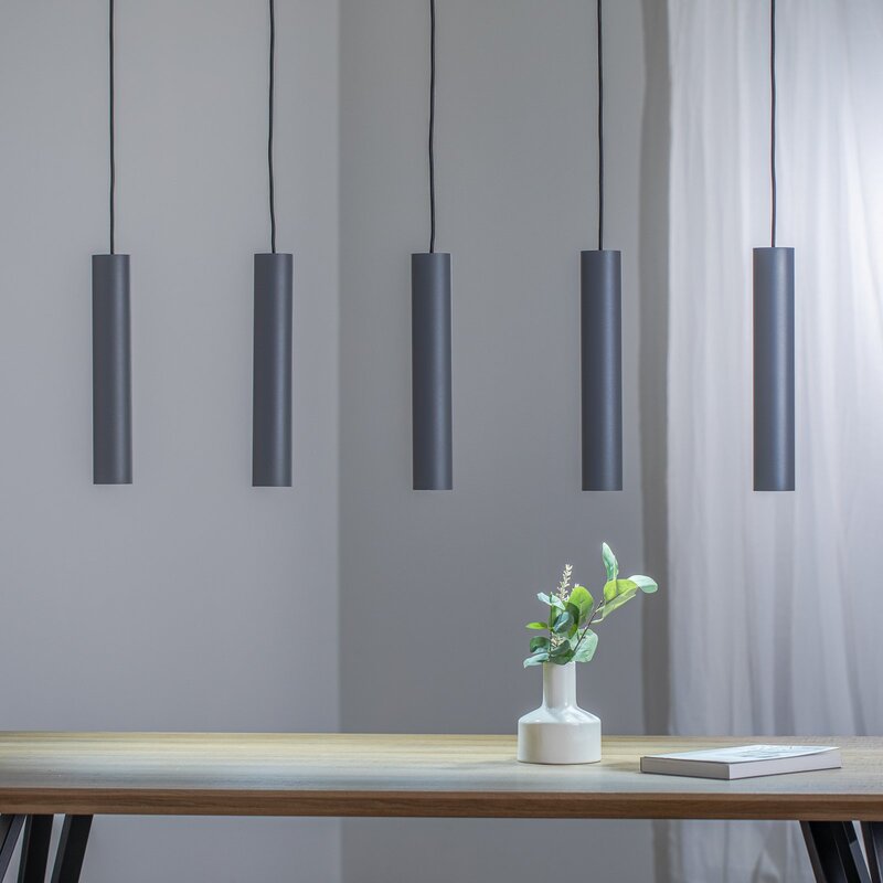 Hängeleuchte Brenta Pendelleuchte grau Stahl GU10 LED Lampe 110 cm 5-flammig - 5902553234275