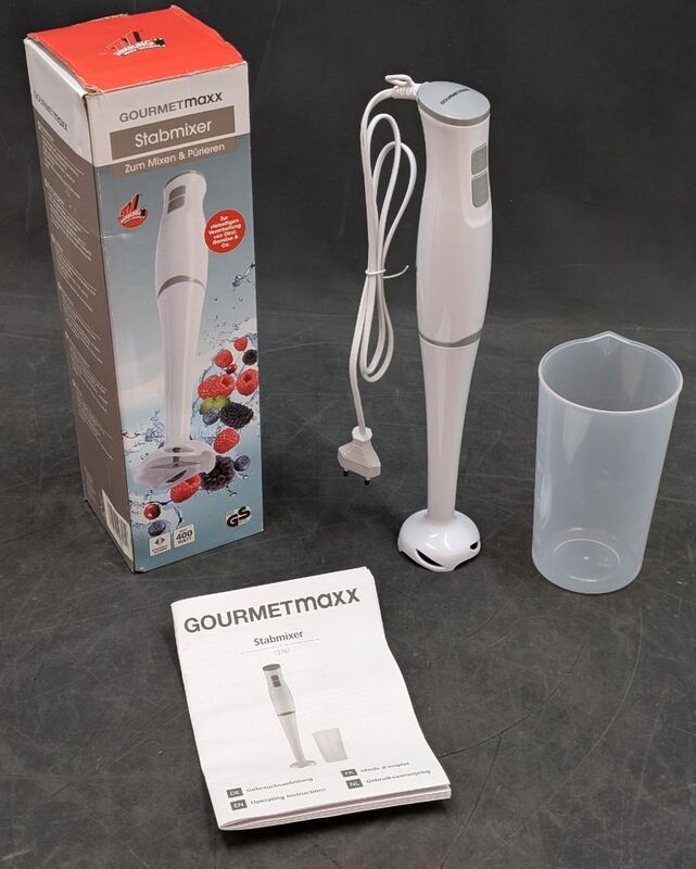 GourmetMaxx Stabmixer Pürierstab Handmixer 400W Mixer Küchenhelfer Weiß 700ml - 4067522047919