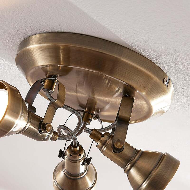 Lindby Deckenlampe Perseas LED Lampe Leuchte dimmbar altmessing Ø22cm 3-flg - 4251096502411