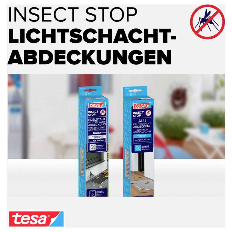 Tesa Lichtschachtgitter Insect Stop Edelstahl Abdeckung Lichtschacht 60x135cm - 4042448141989
