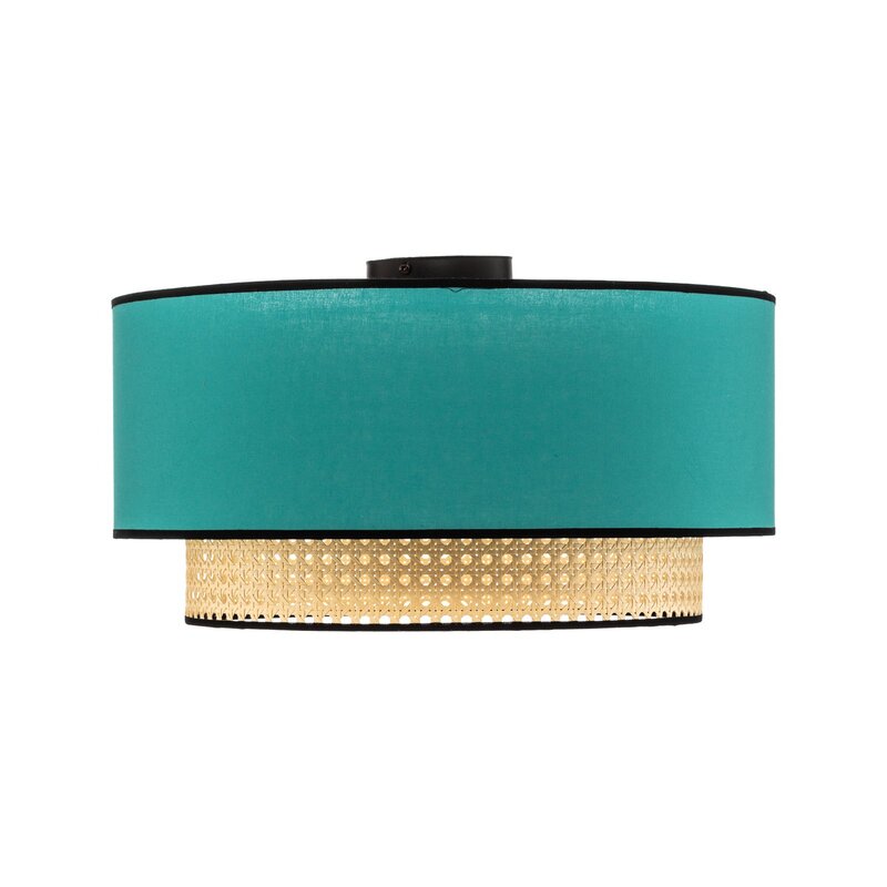 Deckenleuchte Lampe Boho Rattan Beleuchtung Deckenlampe Baumwolle beige petrol - 5903689184328