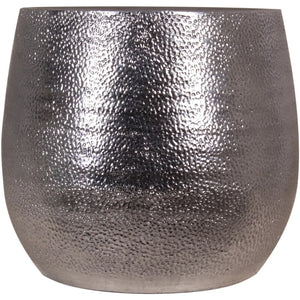 B-Ware Keramik Übertopf Hammerschlag Pflanzgefäß Silber 21x21cm 18cm für Innenbereich