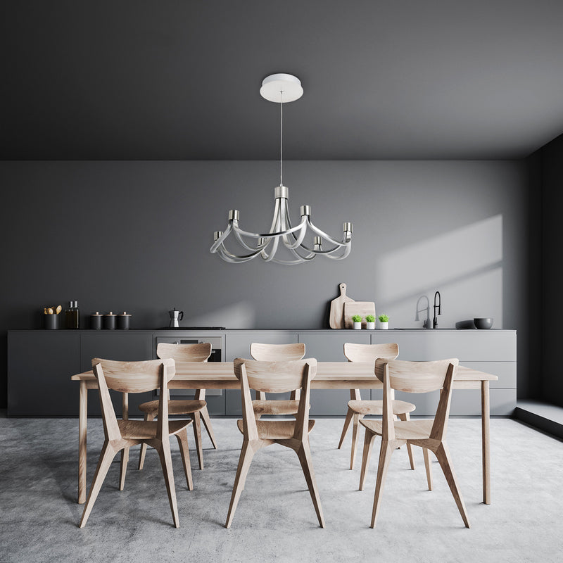 Näve LED Hängeleuchte Festos dimmbar nickel matt Designer Lampe 55cm Ø 3400lm - 4003222883921