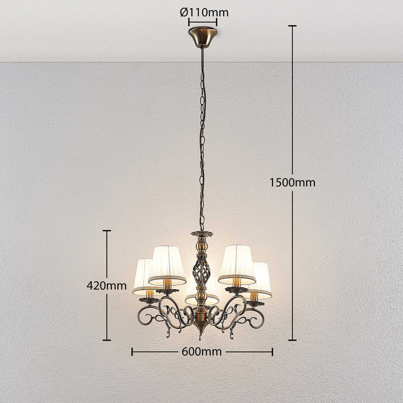 Lindby Kronleuchter Finnick 5-flammig LED Hängelampe dimmbar altmessing Ø 60 cm - 4251096571547