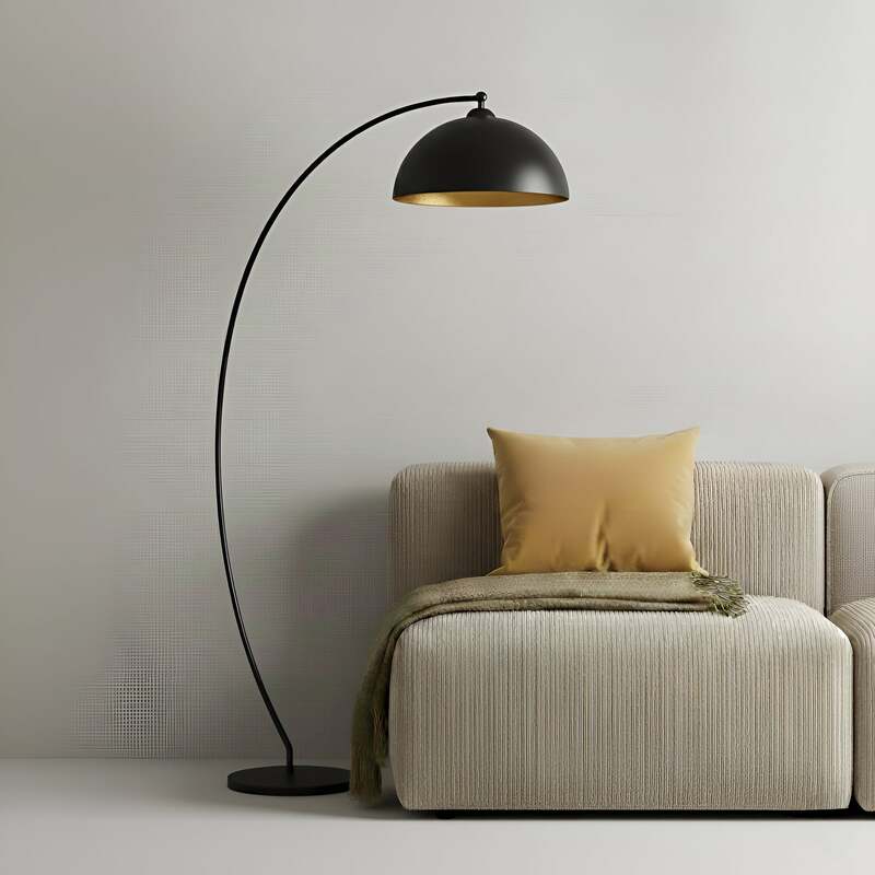 Lindby Stehleuchte Jonera LED Bogenlampe Lampe schwarz gold 185cm Höhe 45cm - 4251096529845