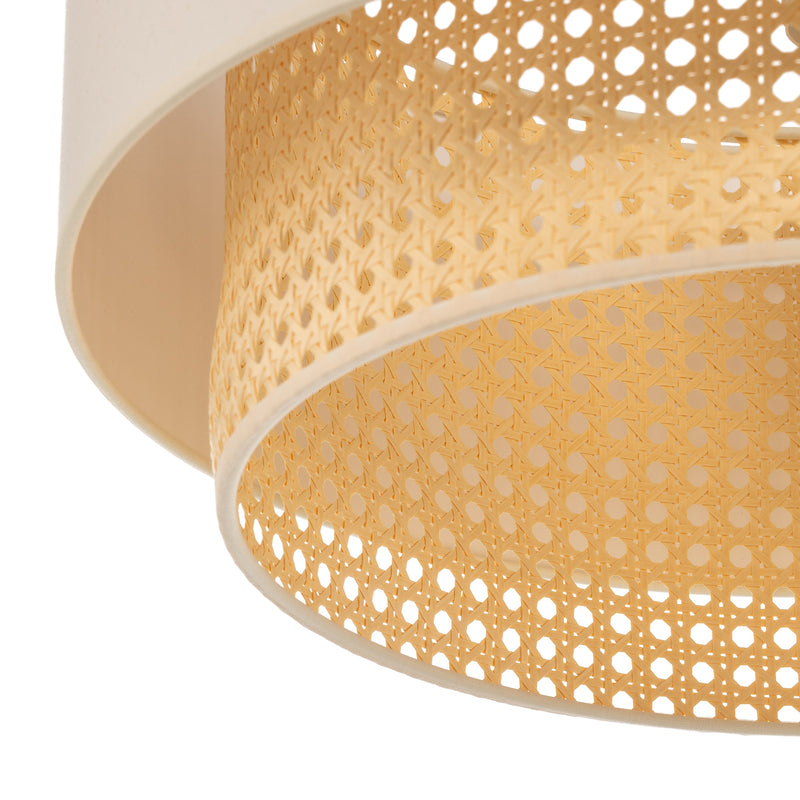 Deckenleuchte Boho creme Holz Ø45cm Rattan dimmbar Lampe Leuchte für Wohnräume - 5903689189729