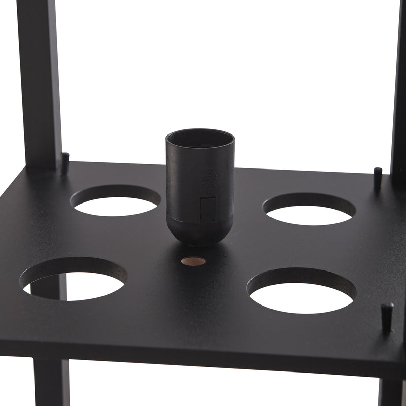 Lindby Stehleuchte Birta schwarz Regal Holz Lampe 159cm E27 15W LED Leuchte - 4251911772807