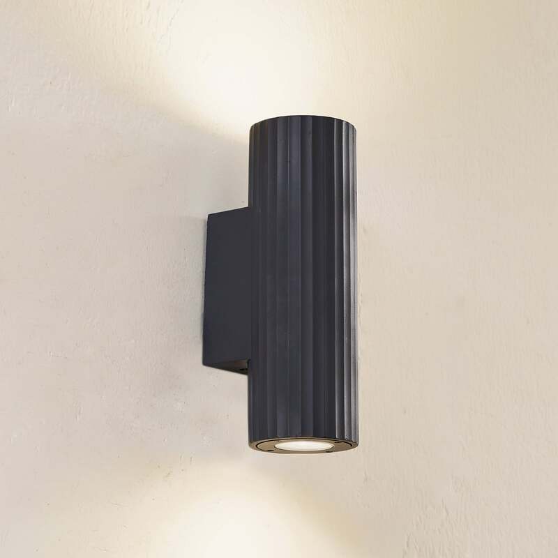 Lindby Außenwandleuchte Christa grau Beton 25 cm Riffel Wandlampe Lampe Leuchte - 4251911786088