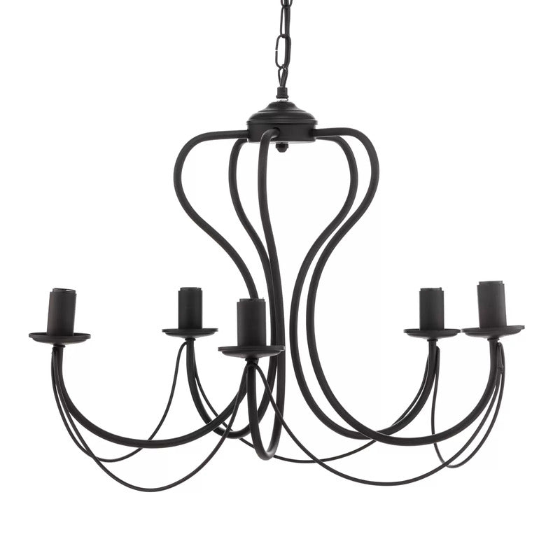 Kronleuchter Candela schwarz 5-flammig Lampe Deckenlampe Deckenleuchte Strahler - 8030626543294