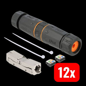 12x B-Ware Delock Netzwerk Adapter Kabel LSA Verbinder schwarz IP68 für Außenbereich