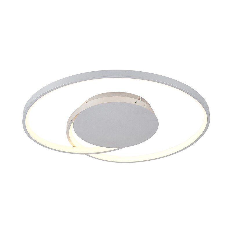 Lucande Deckenleuchte Deckenlampe LED Enesa Silber rund Fernbedienung dimmbar - 4251096596564