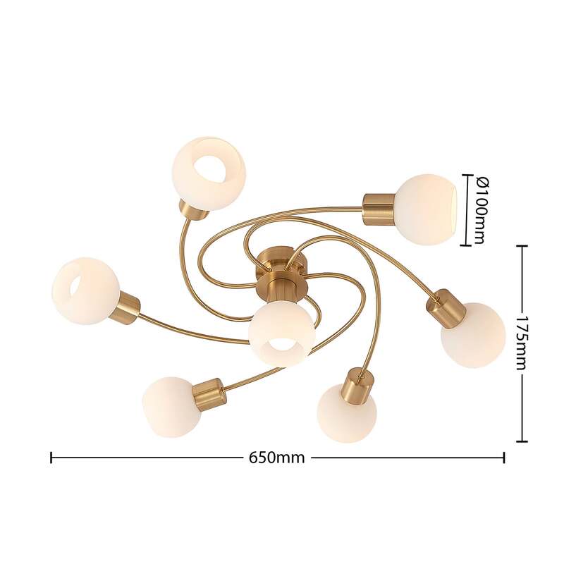 Lindby Deckenlampe Ciala 7-flg LED Deckenlampe messingfarben E14 opalweiß Lampe - 4251911710687