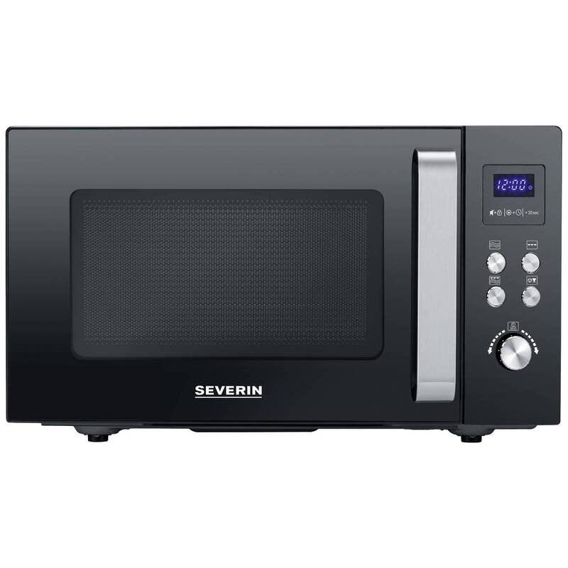 Severin MW Mikrowelle Schwarz Edelstahl 900 W Grillfunktion flacher Glasboden - 4008146037610